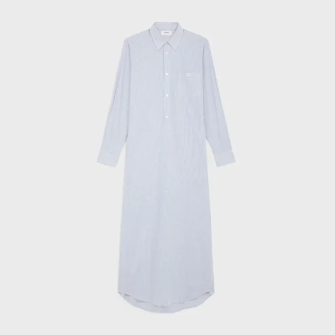 Abito camicia lungo in cotone a righe Abito camicia lungo in cotone a righe