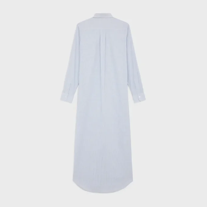 Abito camicia lungo in cotone a righe Abito camicia lungo in cotone a righe