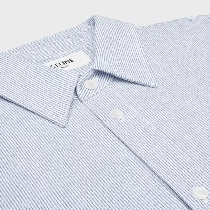 Abito camicia lungo in cotone a righe Abito camicia lungo in cotone a righe