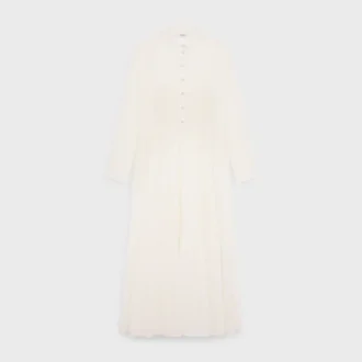 Abito camicia lungo in crepé di cotone e seta