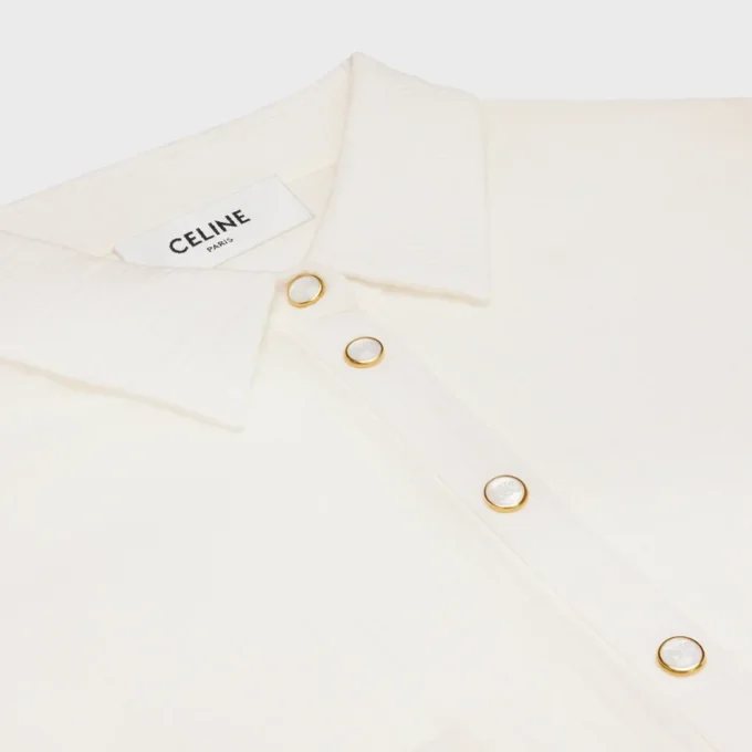 Abito camicia lungo in crepé di cotone e seta