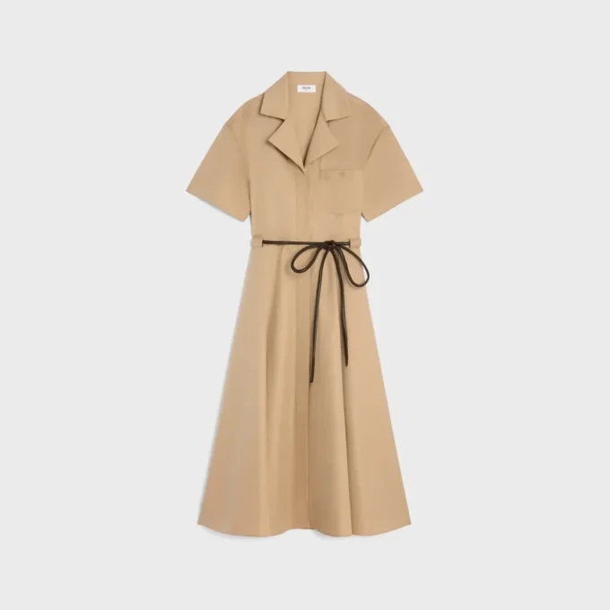 Abito in twill di cotone e seta