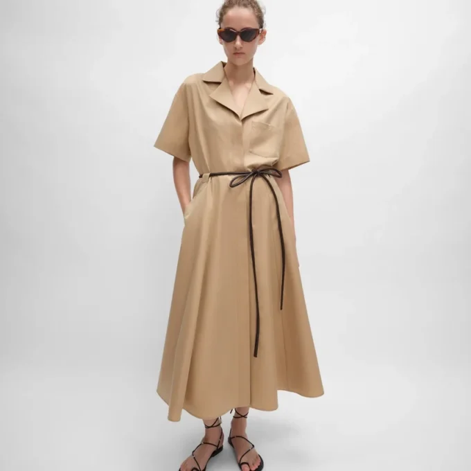 Abito in twill di cotone e seta