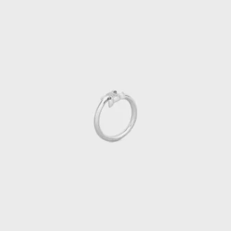 Anello asimmetrico Triomphe in ottone con finitura in rodio