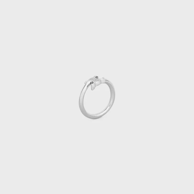 Anello asimmetrico Triomphe in ottone con finitura in rodio Anello asimmetrico Triomphe in ottone con finitura in rodio