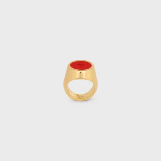 Anello con sigillo Triomphe in vernice e ottone con finitura dorata