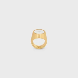 Anello con sigillo Triomphe in vernice e ottone con finitura dorata