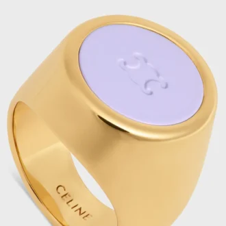 Anello con sigillo Triomphe in vernice e ottone con finitura dorata