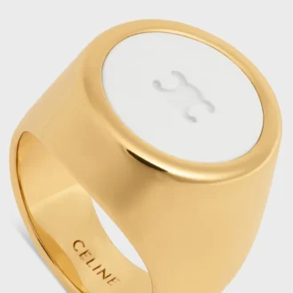 Anello con sigillo Triomphe in vernice e ottone con finitura dorata