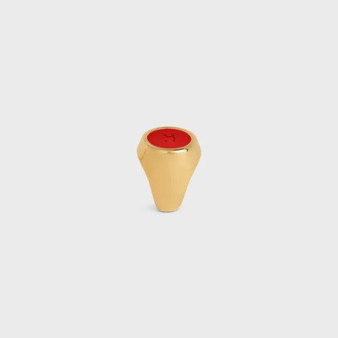 Anello con sigillo Triomphe in vernice e ottone con finitura dorata Anello con sigillo Triomphe in vernice e ottone con finitura dorata