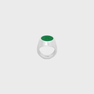 Anello con sigillo Triomphe in vernice e ottone con finitura in rodio