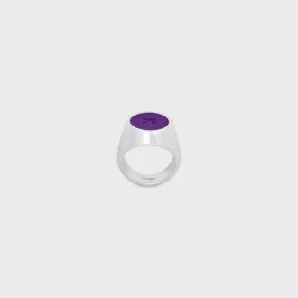 Anello con sigillo Triomphe in vernice e ottone con finitura in rodio