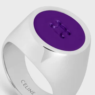 Anello con sigillo Triomphe in vernice e ottone con finitura in rodio