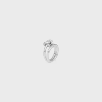 Anello doppio a nodo in ottone con finitura in rodio