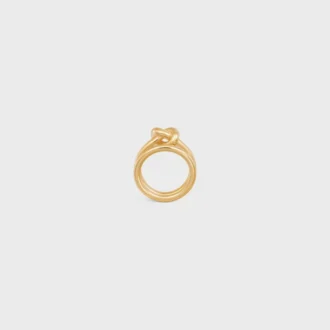 Anello doppio Knot in ottone con finitura dorata