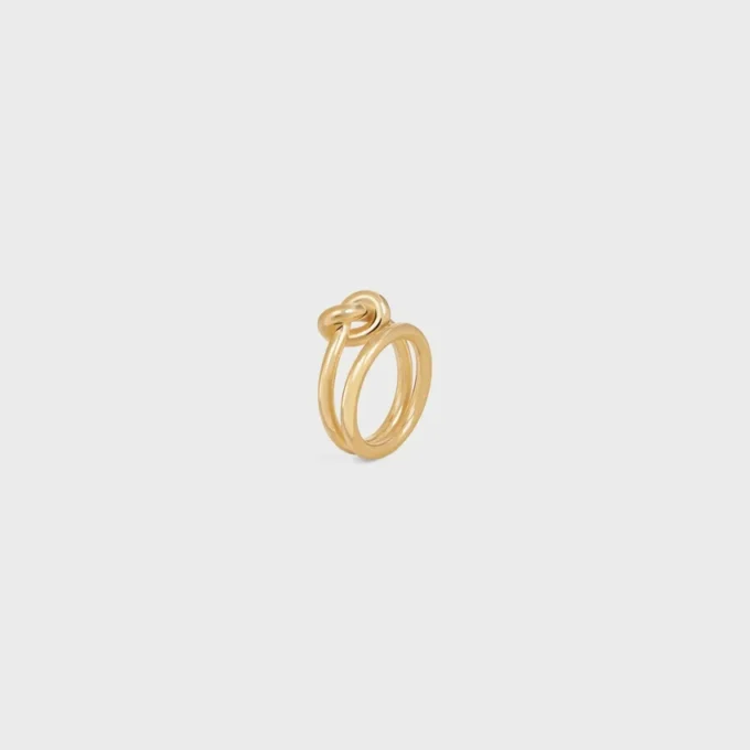 Anello doppio Knot in ottone con finitura dorata Anello doppio Knot in ottone con finitura dorata
