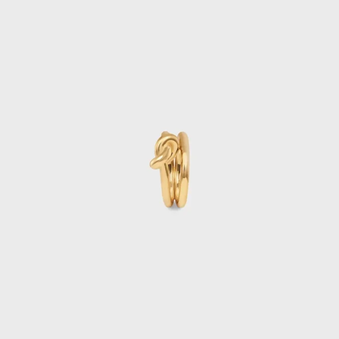 Anello doppio Knot in ottone con finitura dorata Anello doppio Knot in ottone con finitura dorata