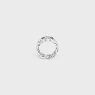 Anello Triomphe Gourmette in ottone con finitura in rodio