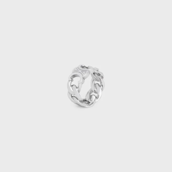 Anello Triomphe Gourmette in ottone con finitura in rodio Anello Triomphe Gourmette in ottone con finitura in rodio