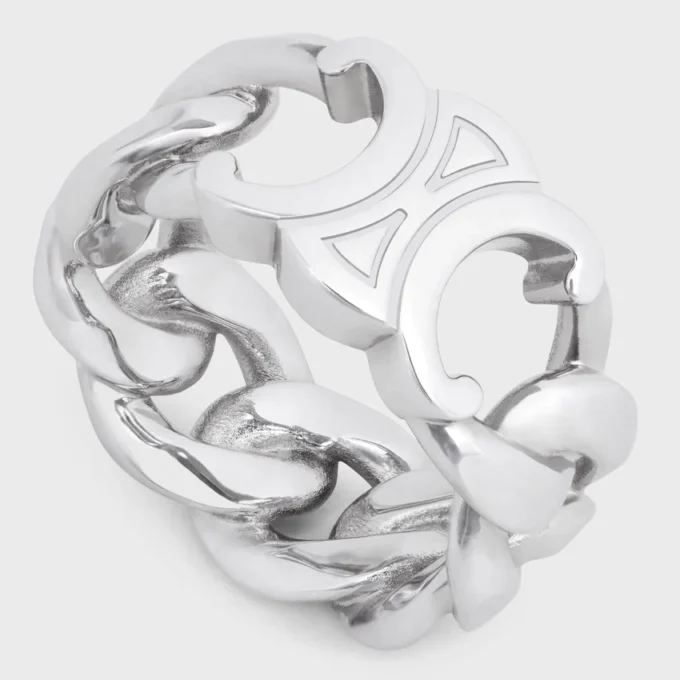 Anello Triomphe Gourmette in ottone con finitura in rodio Anello Triomphe Gourmette in ottone con finitura in rodio