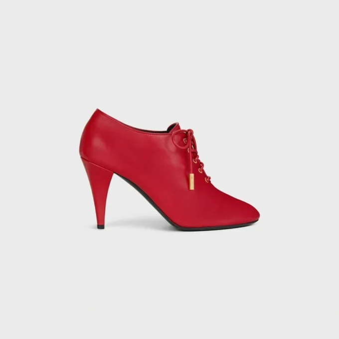 Ballerina morbida con lacci e tacco in pelle di vitello – Concia vegetale Ballerina morbida con lacci e tacco in pelle di vitello – Concia vegetale