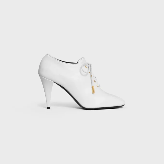 Ballerina morbida con lacci e tacco in pelle di vitello – Concia vegetale Ballerina morbida con lacci e tacco in pelle di vitello – Concia vegetale