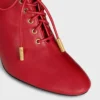 Ballerina morbida con lacci e tacco in pelle di vitello – Concia vegetale Ballerina morbida con lacci e tacco in pelle di vitello – Concia vegetale