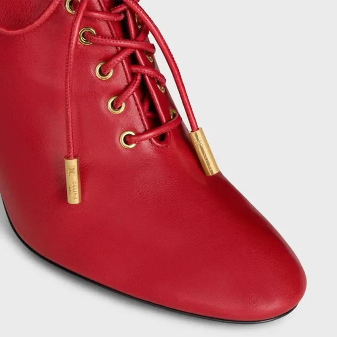 Ballerina morbida con lacci e tacco in pelle di vitello – Concia vegetale Ballerina morbida con lacci e tacco in pelle di vitello – Concia vegetale