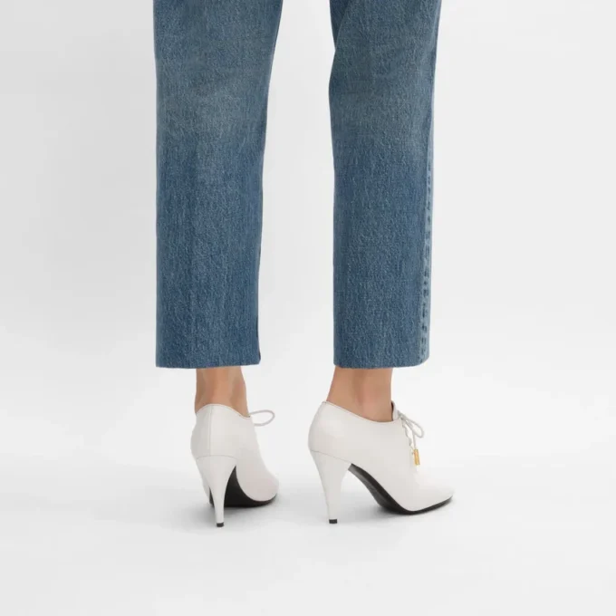 Ballerina morbida con lacci e tacco in pelle di vitello – Concia vegetale Ballerina morbida con lacci e tacco in pelle di vitello – Concia vegetale