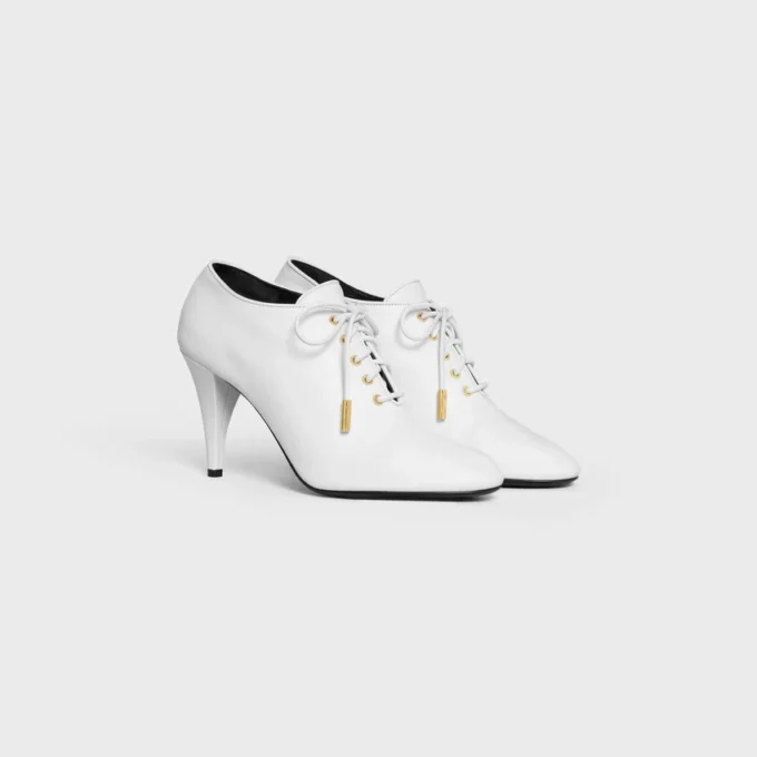 Ballerina morbida con lacci e tacco in pelle di vitello – Concia vegetale Ballerina morbida con lacci e tacco in pelle di vitello – Concia vegetale