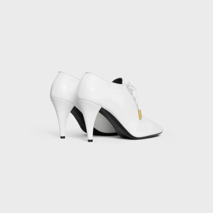 Ballerina morbida con lacci e tacco in pelle di vitello – Concia vegetale Ballerina morbida con lacci e tacco in pelle di vitello – Concia vegetale