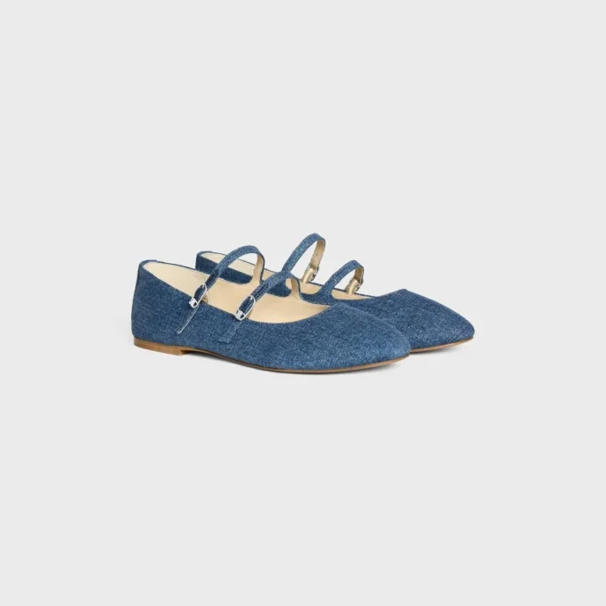 Ballerine CELINE a doppio cinturino in denim Ballerine CELINE a doppio cinturino in denim