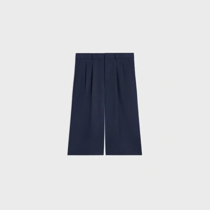 Bermuda in gabardine di cotone e lana