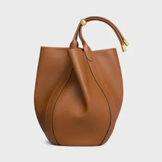 Borsa a secchiello grande in morbida pelle di vitello liscia