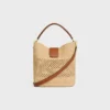 Borsa a secchiello Louise media in rafia e pelle di vitello Borsa a secchiello Louise media in rafia e pelle di vitello