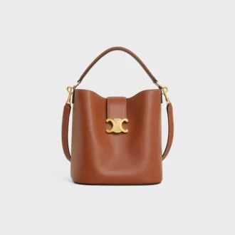 Borsa a secchiello media Louise in pelle di vitello liscia