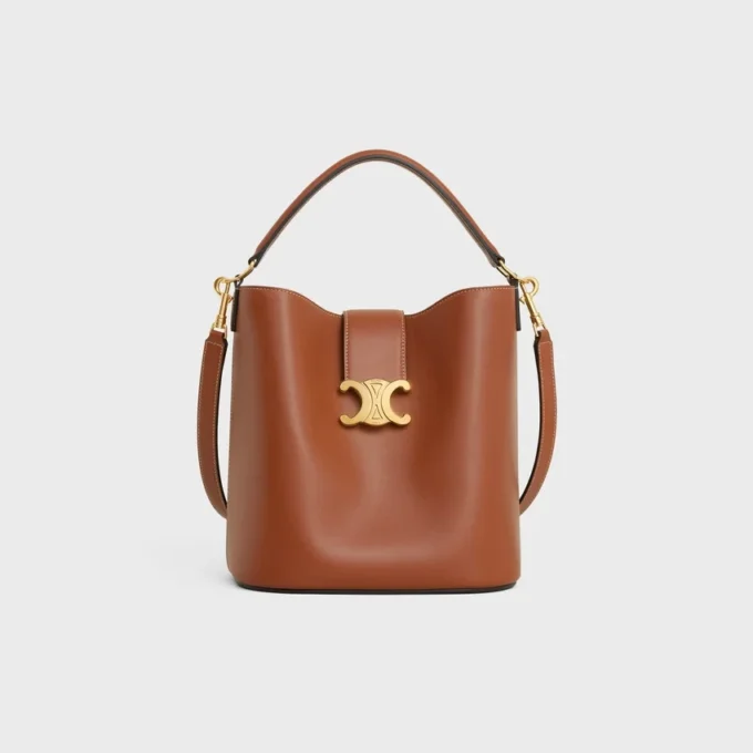 Borsa a secchiello media Louise in pelle di vitello liscia Borsa a secchiello media Louise in pelle di vitello liscia