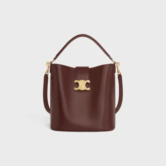 Borsa a secchiello media Louise in pelle di vitello liscia Borsa a secchiello media Louise in pelle di vitello liscia