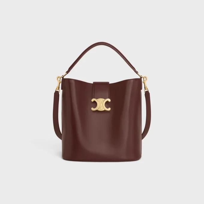Borsa a secchiello media Louise in pelle di vitello liscia Borsa a secchiello media Louise in pelle di vitello liscia