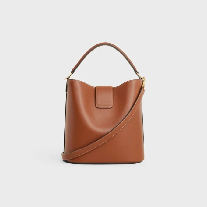 Borsa a secchiello media Louise in pelle di vitello liscia Borsa a secchiello media Louise in pelle di vitello liscia