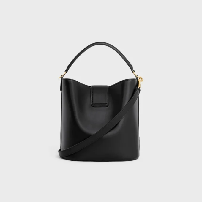 Borsa a secchiello media Louise in pelle di vitello liscia Borsa a secchiello media Louise in pelle di vitello liscia