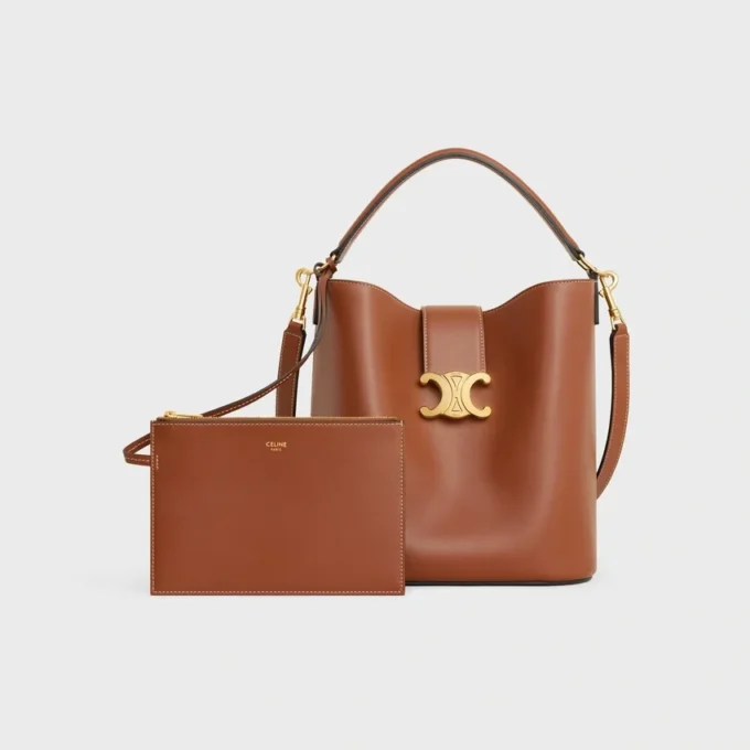 Borsa a secchiello media Louise in pelle di vitello liscia Borsa a secchiello media Louise in pelle di vitello liscia