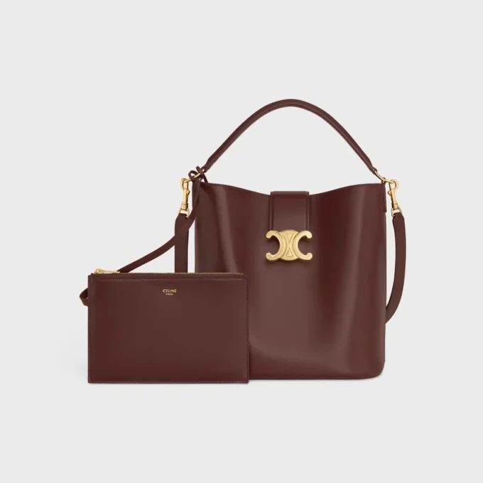 Borsa a secchiello media Louise in pelle di vitello liscia Borsa a secchiello media Louise in pelle di vitello liscia
