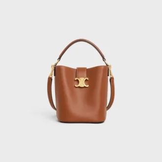 Borsa a secchiello piccola Louise in pelle di vitello liscia