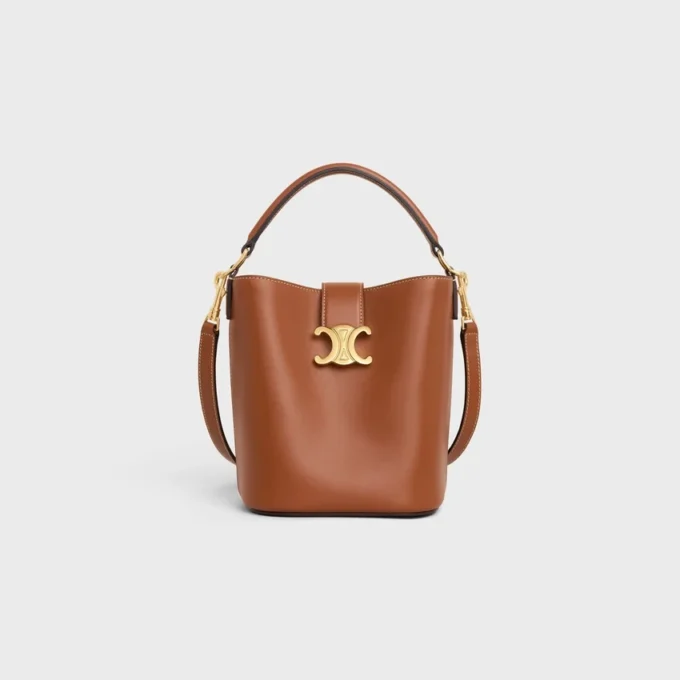 Borsa a secchiello piccola Louise in pelle di vitello liscia Borsa a secchiello piccola Louise in pelle di vitello liscia