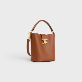 Borsa a secchiello piccola Louise in pelle di vitello liscia