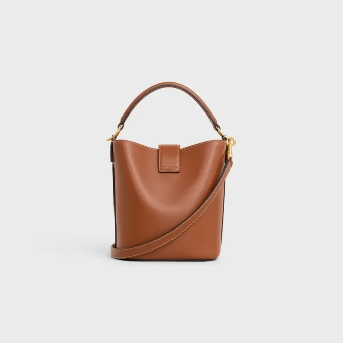 Borsa a secchiello piccola Louise in pelle di vitello liscia Borsa a secchiello piccola Louise in pelle di vitello liscia