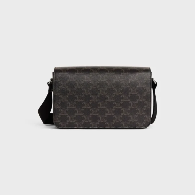 Borsa a tracolla con patta in Triomphe Canvas e pelle di vitello