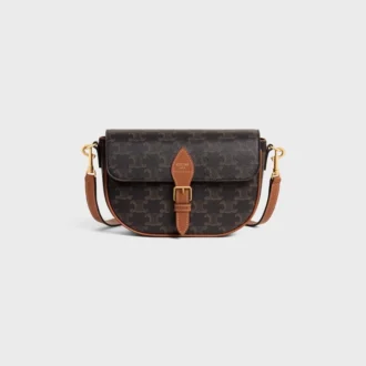 Borsa a tracolla Folco in Triomphe Canvas e pelle di vitello Borsa a tracolla Folco in Triomphe Canvas e pelle di vitello