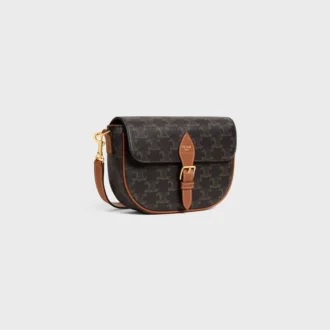 Borsa a tracolla Folco in Triomphe Canvas e pelle di vitello Borsa a tracolla Folco in Triomphe Canvas e pelle di vitello